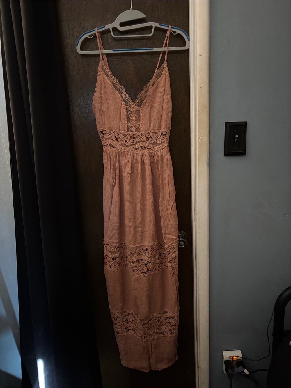 Rue21 Dusty Rose Lace-Trim Maxi Dress